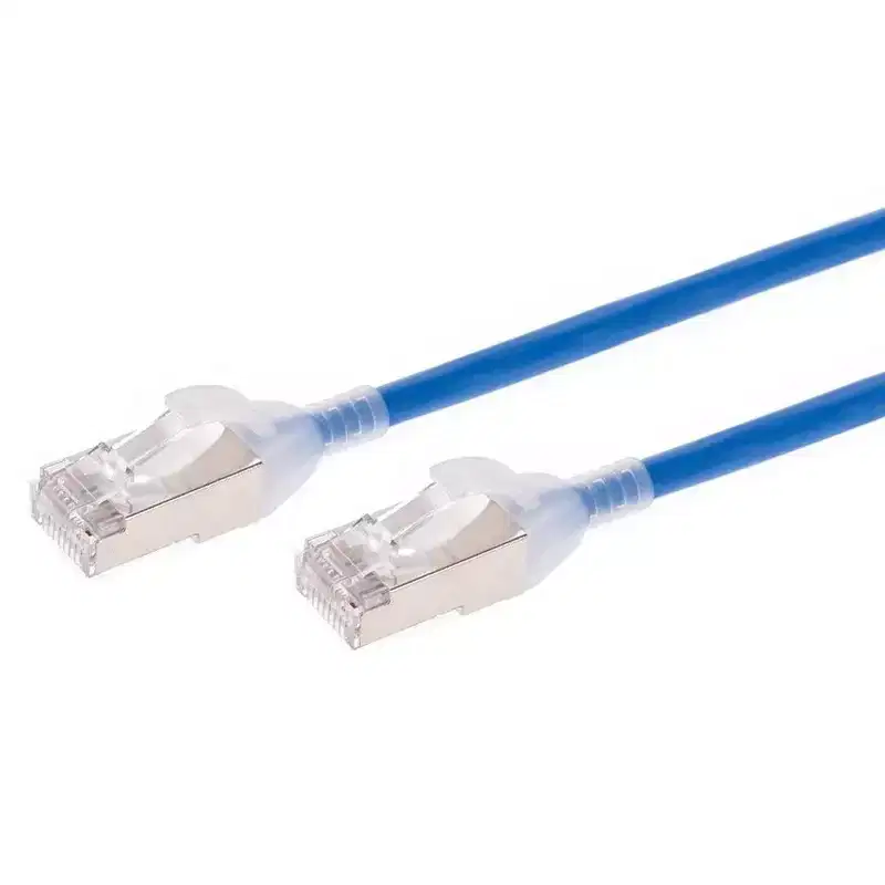 Monoprice Cat6A Ethernet Patch Cable - 15 Feet - Blue | Snagless, Double Shielded, Component Level, CM, 30AWG - SlimRun Series