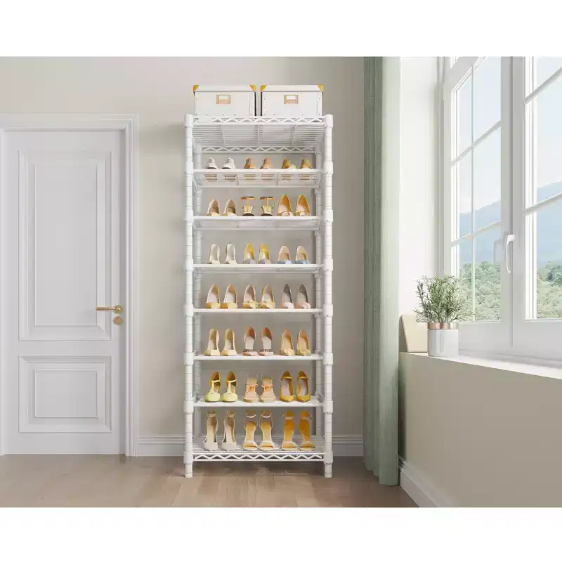 VIPEK S1 Shoe Rack, 8-tier Metal Durable Shoe Shelf Heavy-duty Shoe Organizer for Entryway/Bedroom/Closet, White