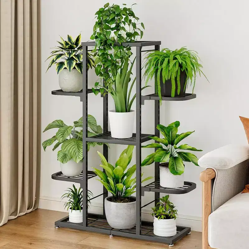 Metal Plant Stand  Waterproof Shelf for 12 Pots, Indoor/Outdoor Corner Display Rack for Garden, Balcony, Patio & Living Room