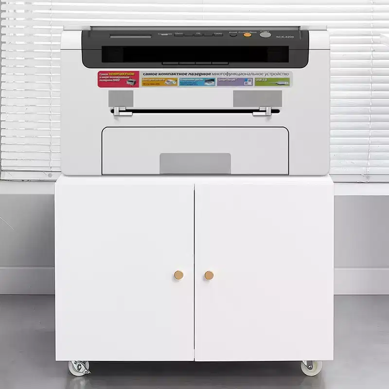 Mobile Copier Cabinet 2-door Steel Rolling Printer Stand With Storage Metal File Cabinet With 360 Degree Rotation Wheels For Office