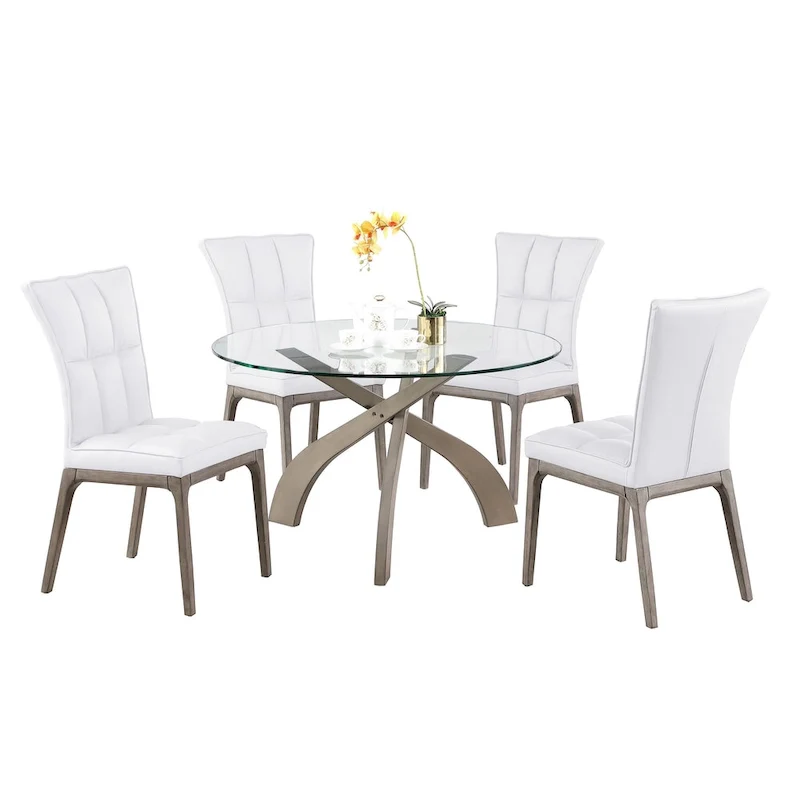 Somette Pogo Criss Cross Dining Set with White Chairs