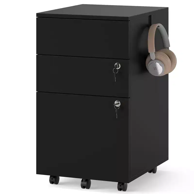 Costway 3-Drawer File Cabinet Rolling File Organizer w/ Lock & 4 Keys for Letter/Legal/A4