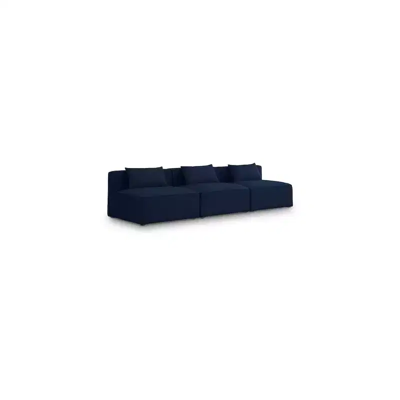 Meridian Furniture Cube Navy Durable Linen Textured Modular Sofa