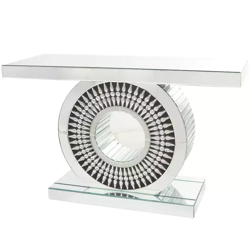 Glam Glass Crystal Console Table Silver - Olivia & May: Luxury Entryway Furniture, No Drawers