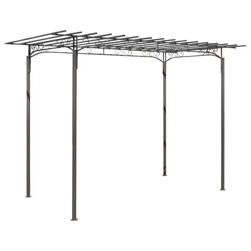 vidaxl Garden Arbor Arch - Steel Rose Archway pergola for Climbers - Outdoor Patio Seating Area 7ft high in Brown