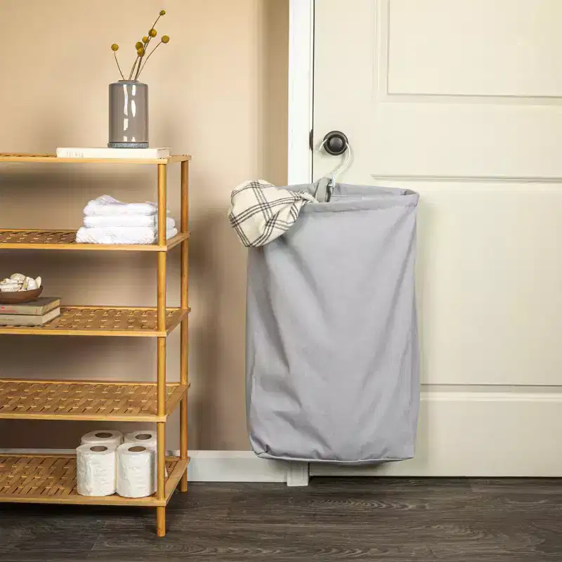 Door Hanging Laundry Bag, Washable Canvas Bag with Loop Handle, Holds Two Loads of Laundry, Great for Dorms and Small Spaces