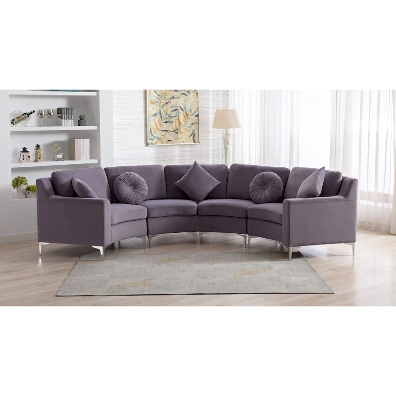 136  Velvet Semicircle couch Modular Curve Sectional Sofa