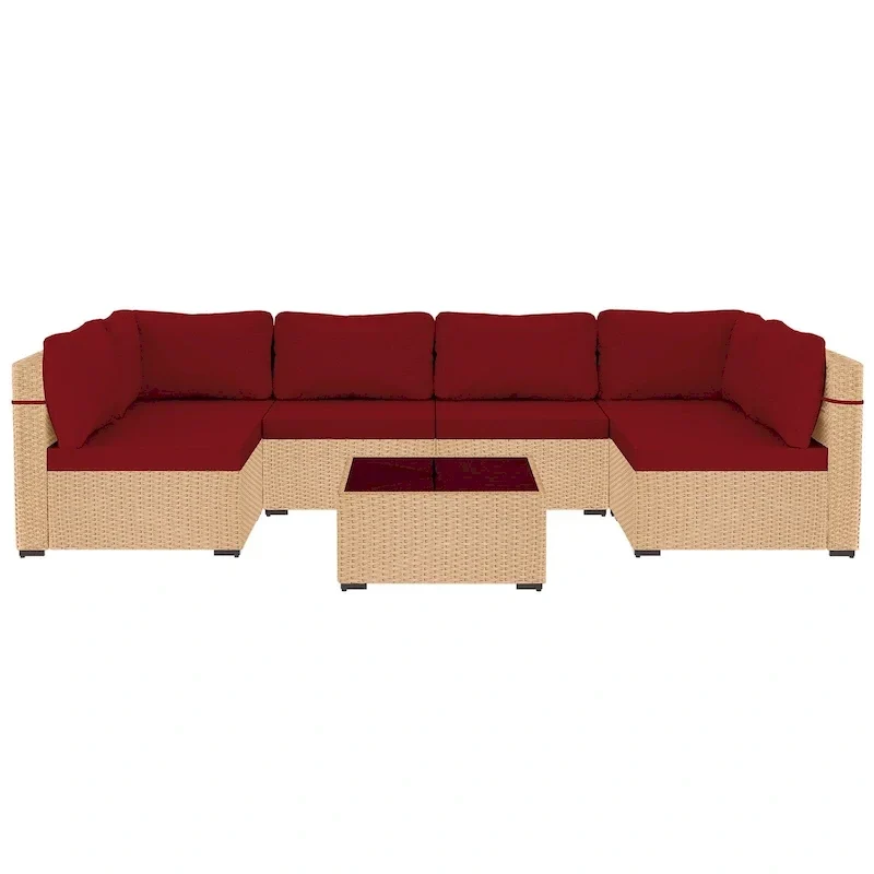 UPHA 7-Piece Wicker Outdoor Seating Group with Cushions