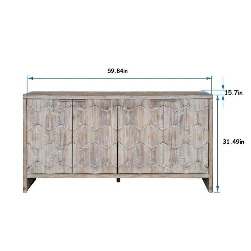 4-Door Storage Cabinet with Wooden Doors