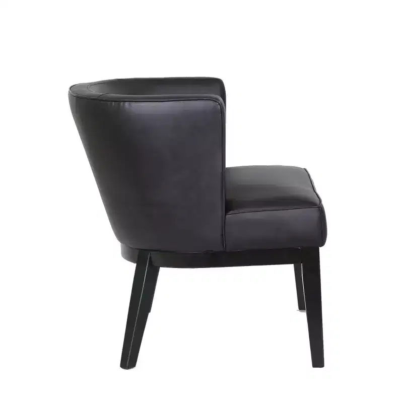 Accent Chair �C Black Vinyl Upholstered, Padded Seat, Wood Legs, 124,7 kg Cap