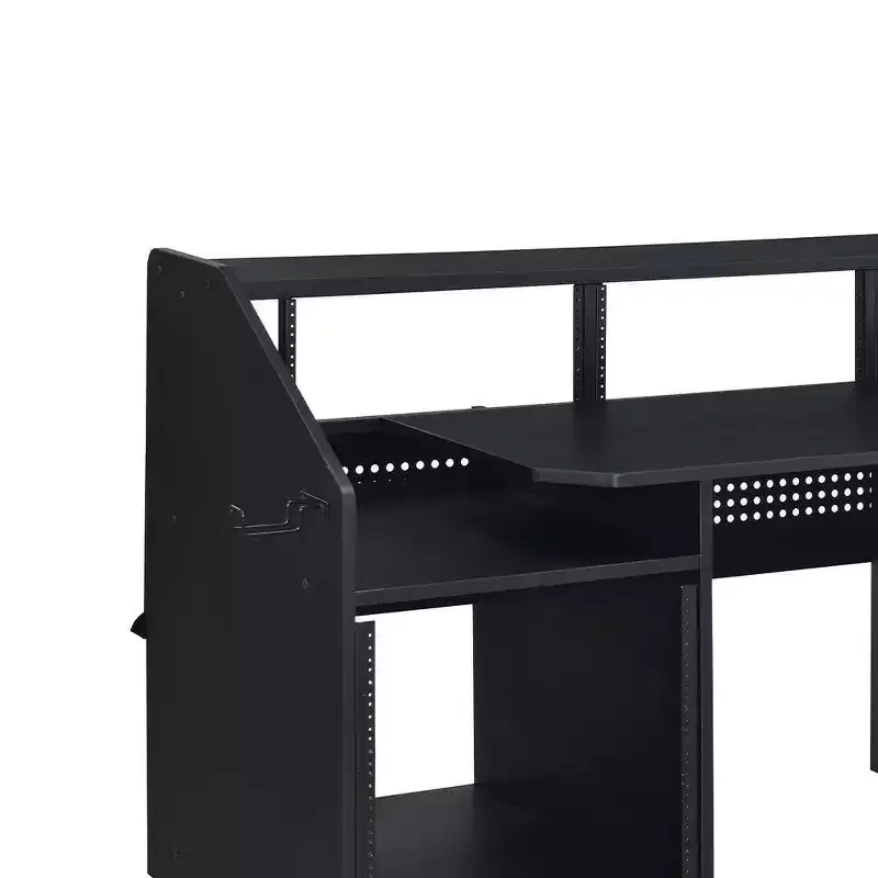 Annette 71 Desks Black - Acme Furniture: Sturdy Metal Frame, Wood Composite, Open Storage Shelf