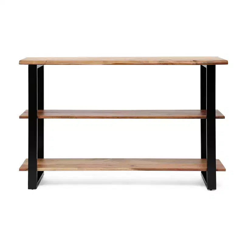 Modern Industrial Handmade Acacia Wood and Iron Console Table