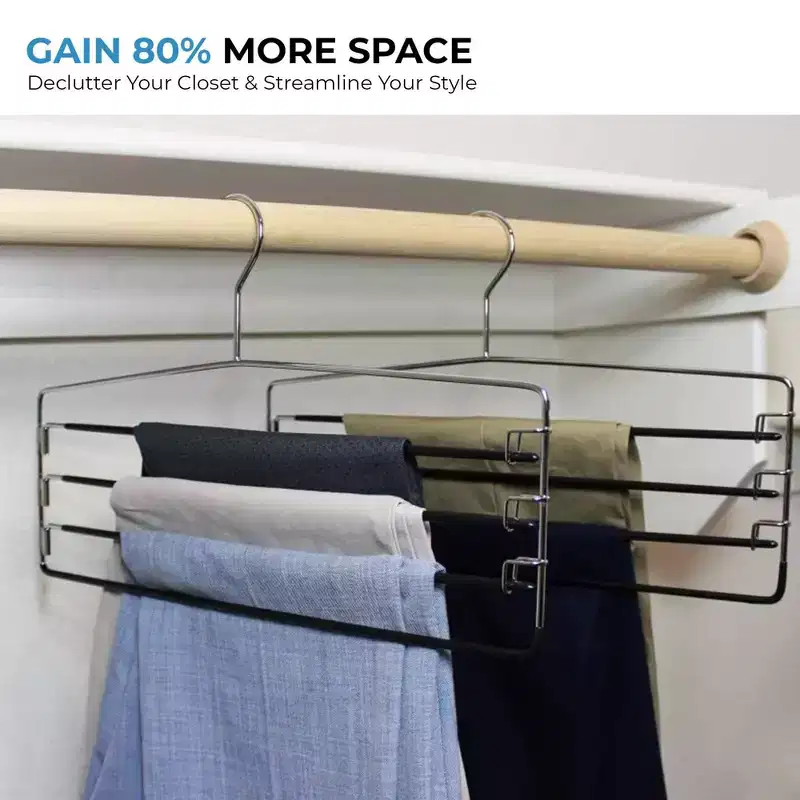 USTECH 2ct 4-Tier Pants Organizer Clothes Hanger - Gray