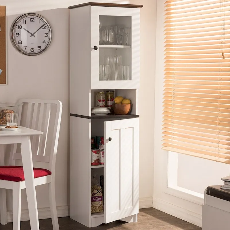 Traditional White Wood Kitchen Storage Cabinet