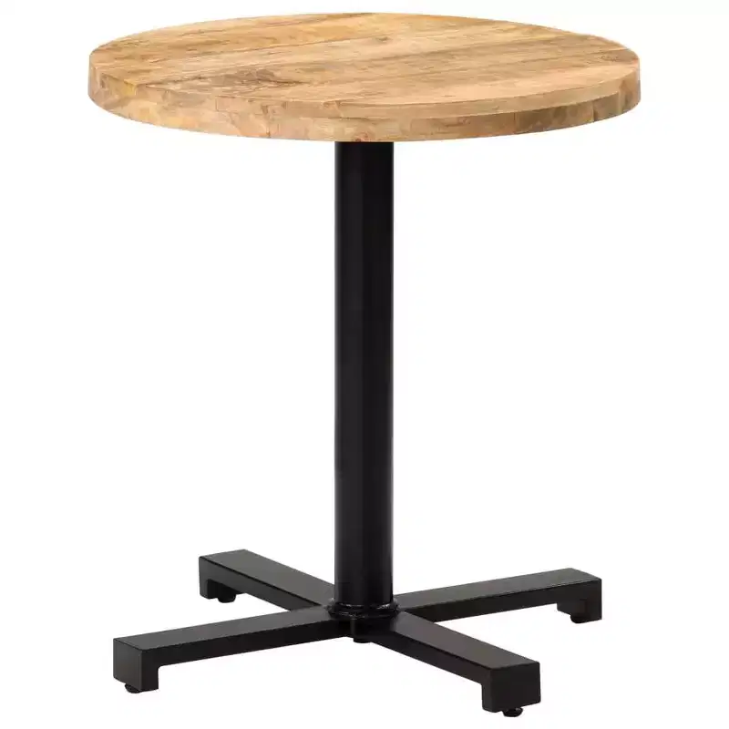 vidaXL Bistro Table Natural Mango Wood, Rough Mango Wood, Iron Small