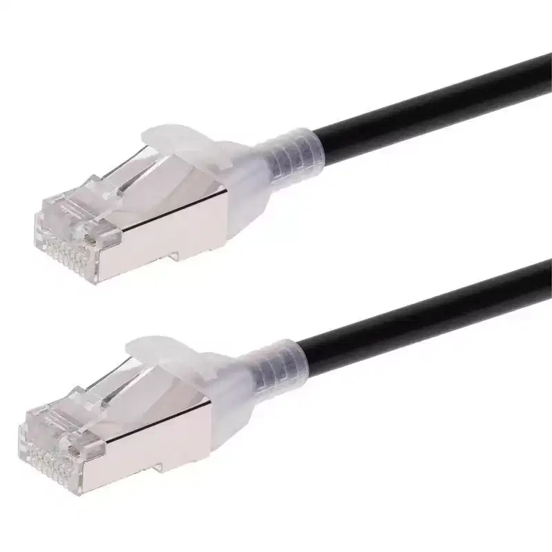 Monoprice Cat6A Ethernet Patch Cable - 7 Feet - Black | Double Shielded, Component Level, CM, 30AWG, Network Cable LAN Modem Router - SlimRun Series