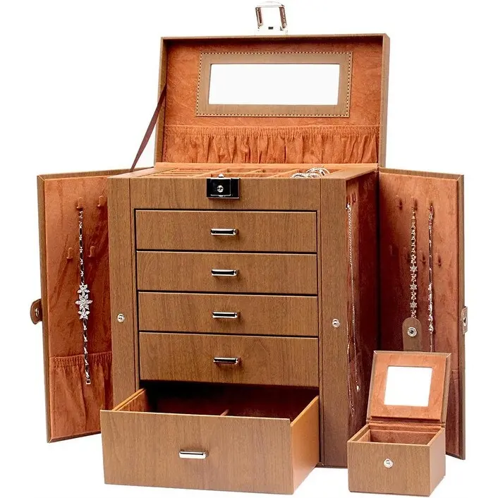 5-Layer Leather Jewelry Box - 5.9D x 10.43W x 11H