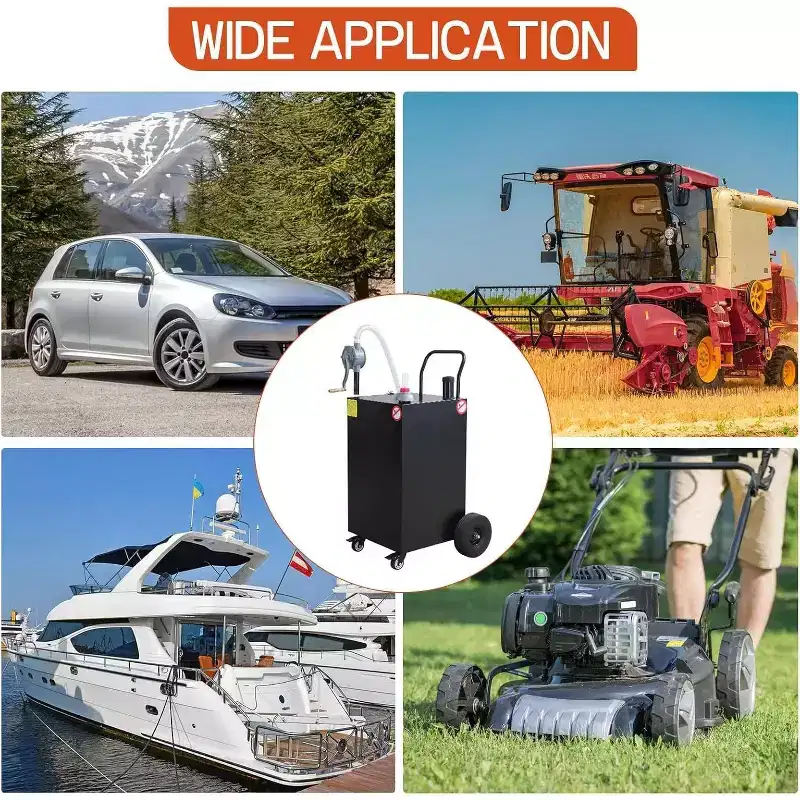 45-Gallon Fuel Transfer Caddy with 12V Pump, Heavy-Duty Rolling Gas Container for Vehicles, ATVs, Equipment
