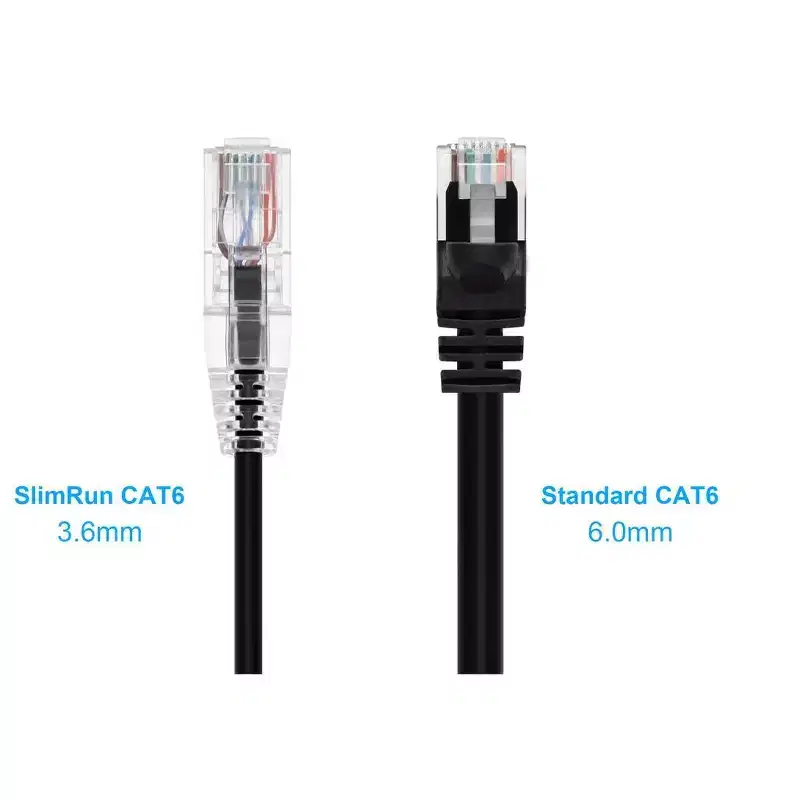 Monoprice Cat6 Ethernet Patch Cable - 2 feet - Black | Snagless RJ45 Stranded 550MHz UTP CMR Riser Rated Pure Bare Copper Wire 28AWG - SlimRun Series