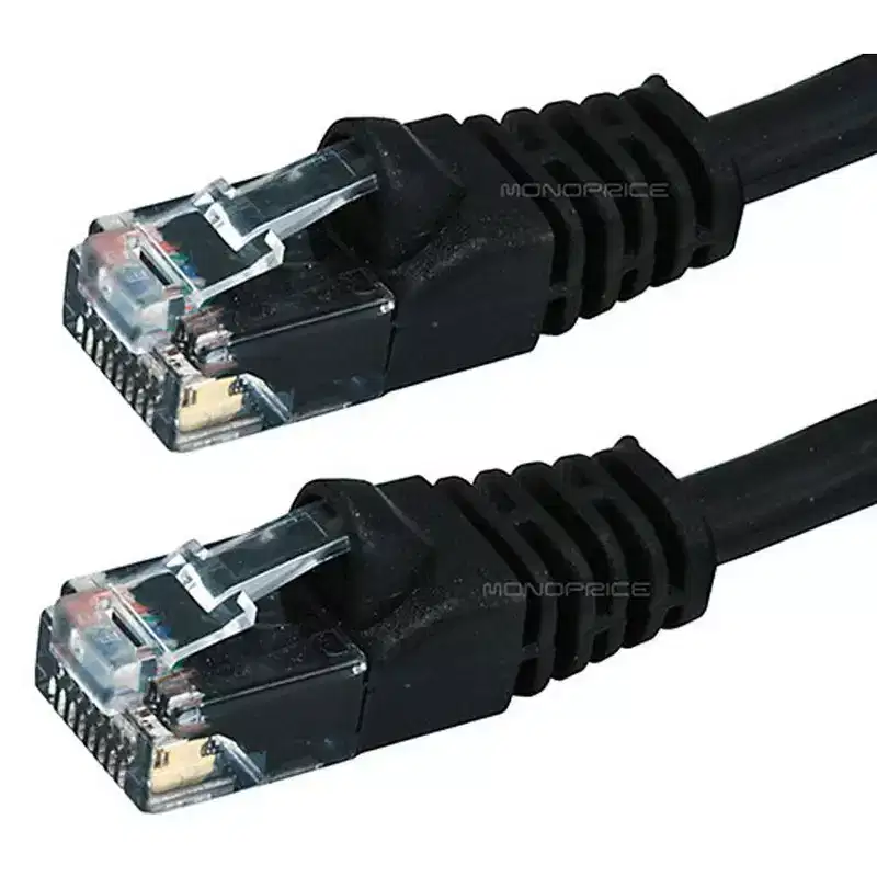 Monoprice Cat6 Ethernet Patch Cable - 0.5 Feet - Black | Network Internet Cord - RJ45, Stranded, 550Mhz, UTP, Pure Bare Copper Wire, 24AWG
