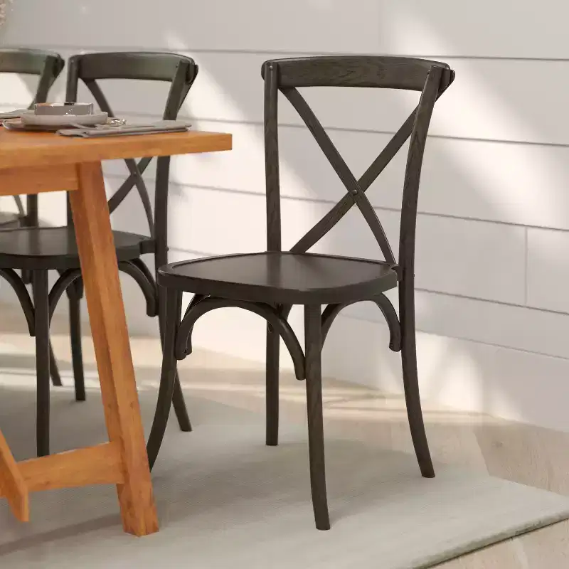 Merrick Lane Davisburg Stackable Wooden Cross Back Bistro Dining Chair