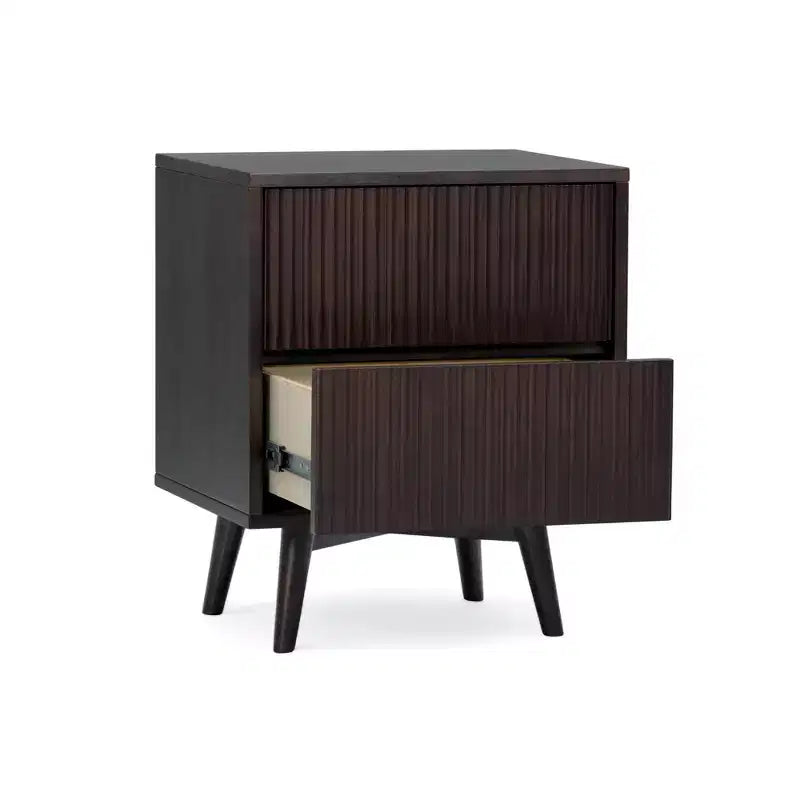 Teamson Home Tremolo Modern Boho 2-Drawer Nightstand with Solid Wood & Contemporary Fluted Fronts
