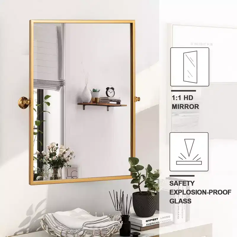 Rectangular Rotating Wall Mirror in Gold �C 38