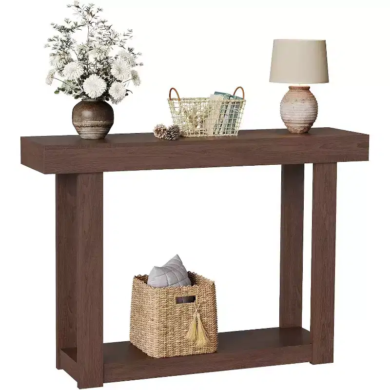46.26 Wood Console Table with Storage, Narrow Sofa Table with Open Shelf, Long Behind Couch Table for Entryway Hallway, Accent Table for Living Room