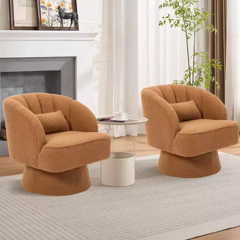 360 Swivel Velvet Armchair Plush Round Cuddler Chair with Wide Padded Seat, Soft Upholstered for Living Room, Bedroom or Office