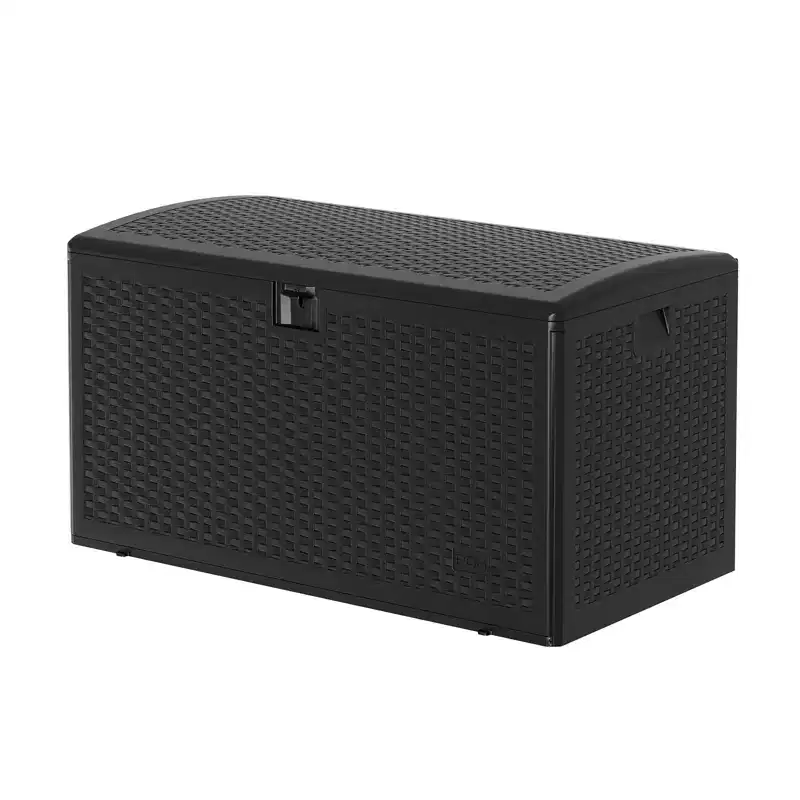 Coolmee 120 Gallon Waterproof Large Resin Deck Box Indoor Outdoor, Lockable Storage Container for Patio Furniture Tools, Waterproof Deck Box