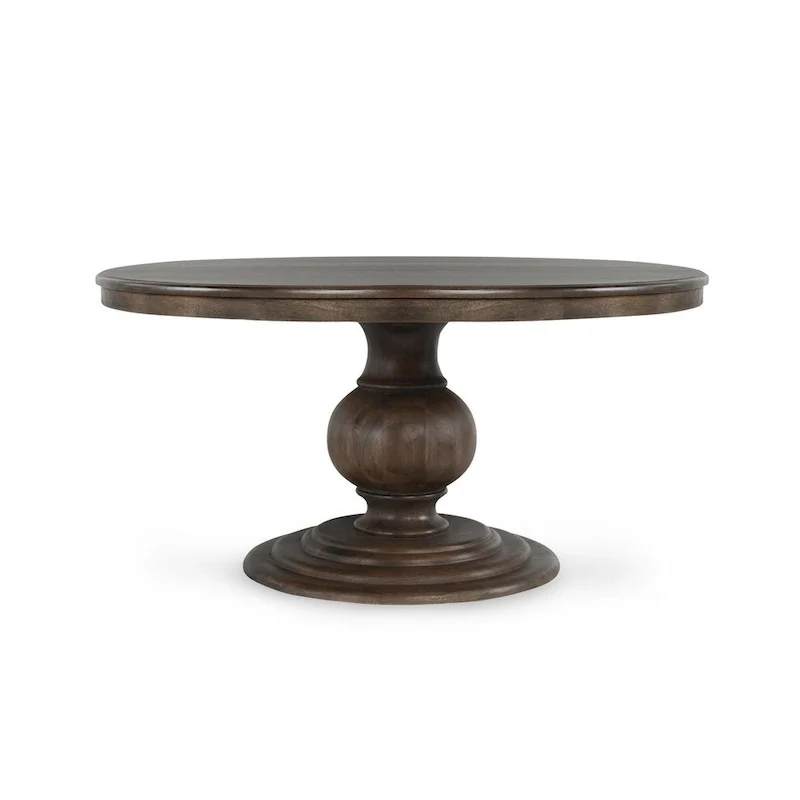 60-Inch Round Solid Wood Dining Table in Cocoa Brown