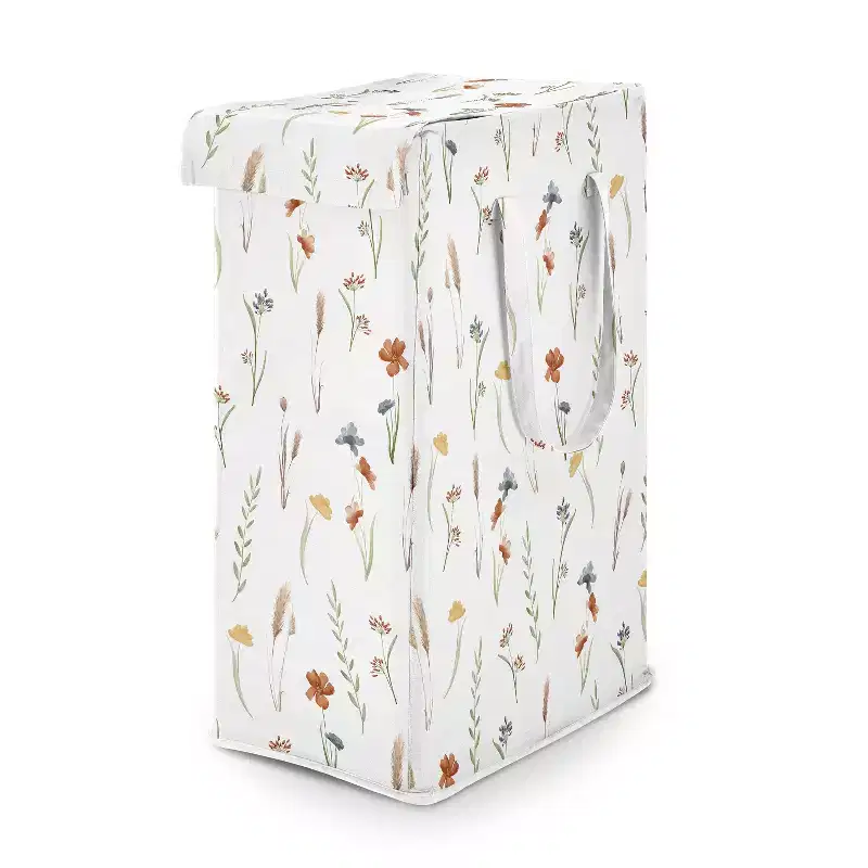 Sweet Jojo Designs Girl Foldable Laundry Hamper with Handles Watercolor Floral Garden Multicolor