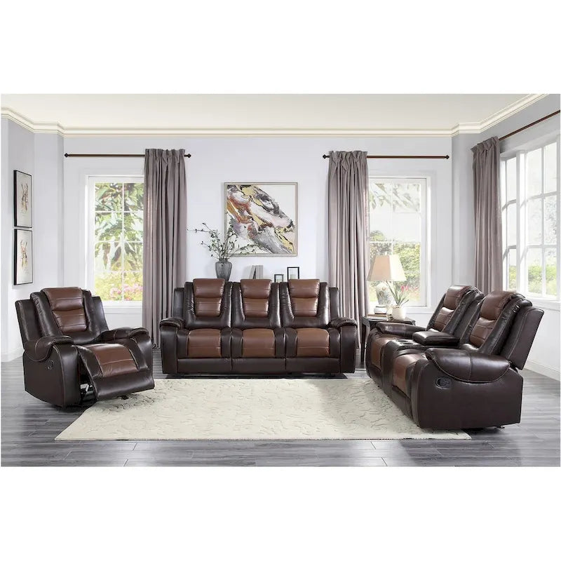 Grete Brown Premium Faux Leather Living Room Set