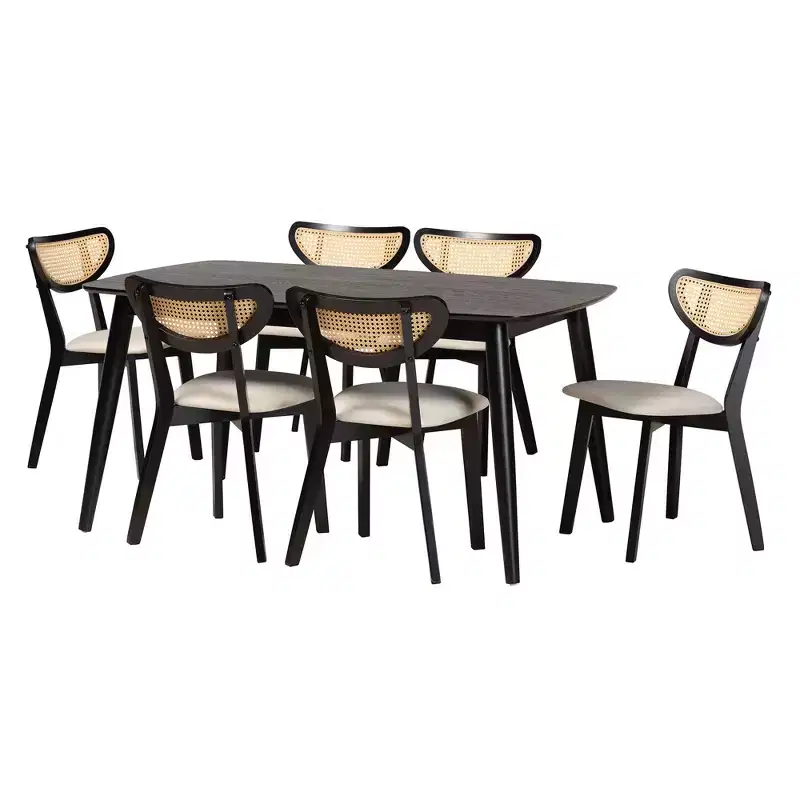 Baxton Studio Dannell Mid-Century Modern Wood 7-Piece Dining Set