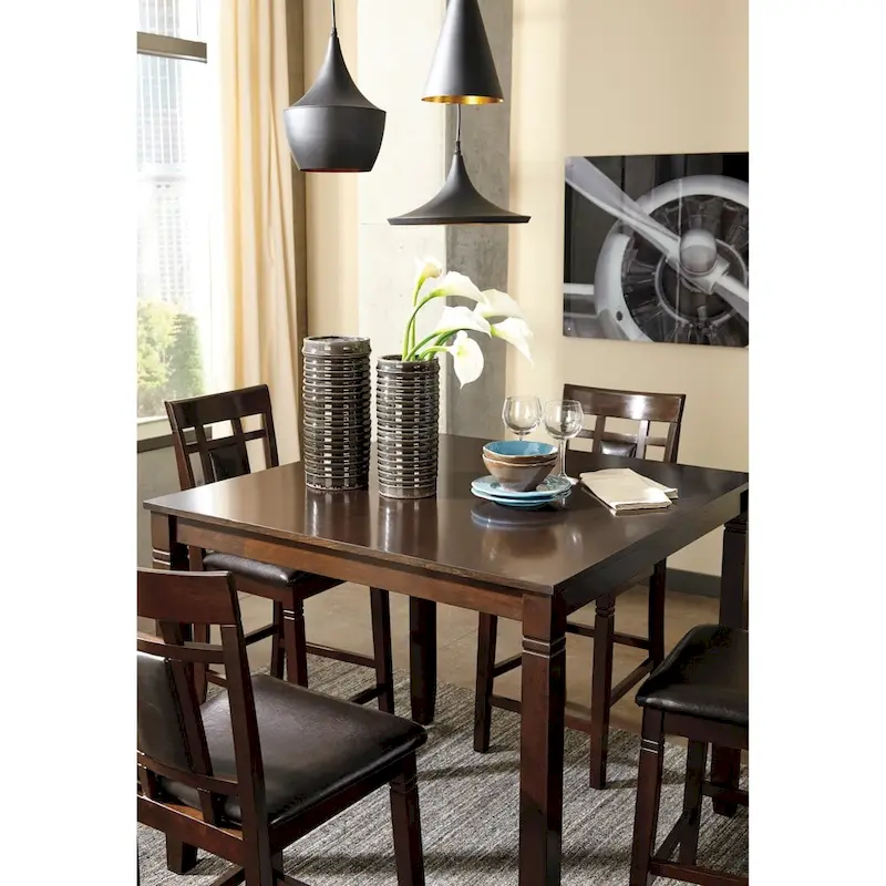 Signature Design by Ashley Bennox Brown Counter Height Dining Table and Bar Stools (Set of 5)