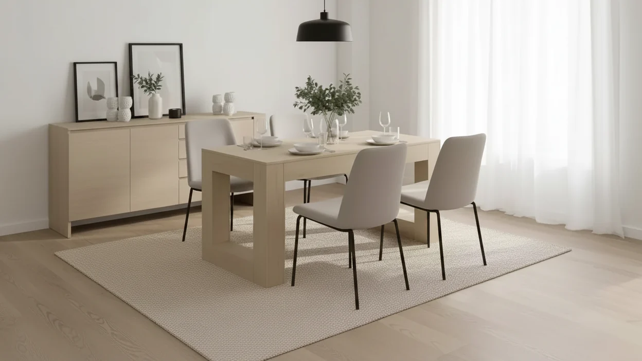 63 Rectangular Dining Table with Solid Form Base 鈥?Natural Oak MDF, Seats 4鈥?, 29.5H
