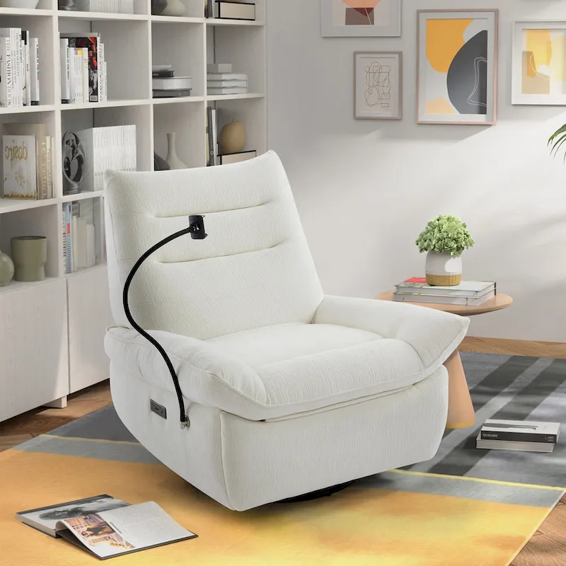 Grey / Green / White Power Recliner Glider Swivel Chair — Single