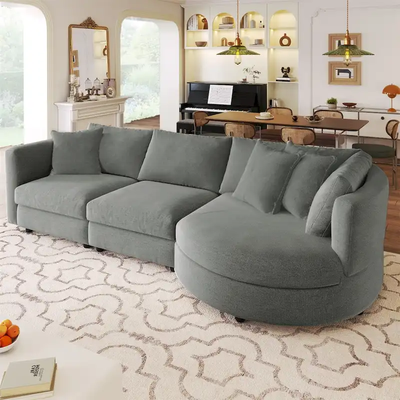 Merax Indoor Cushioned Combination Sofas with Curved Seat