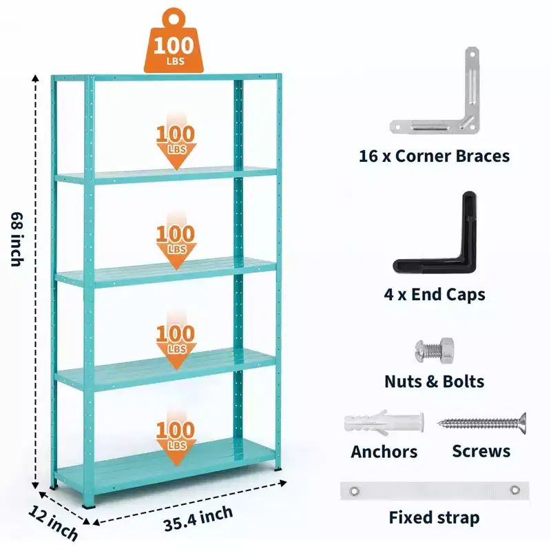 5-Tier Adjustable Metal Shelving Unit