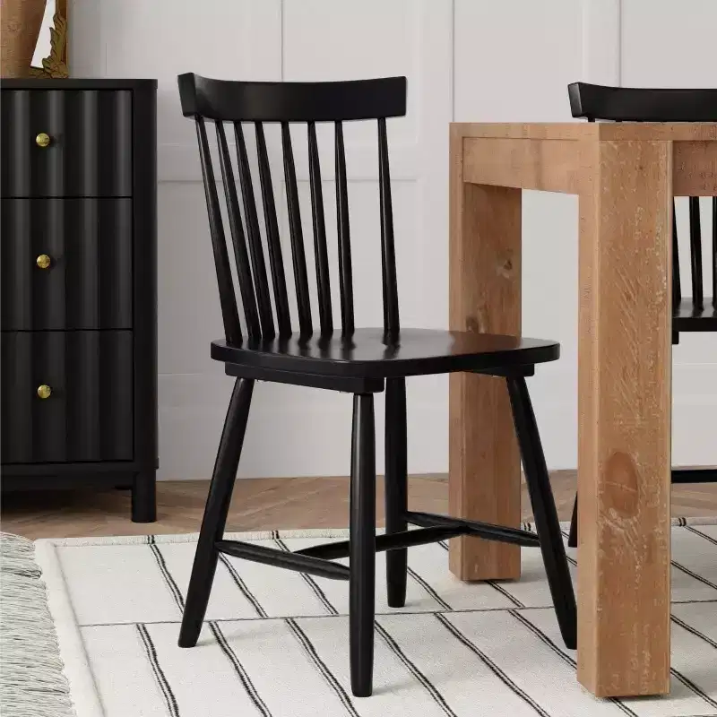 Set of 2 Windsor Chairs, Black