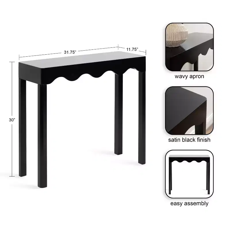 Kate and Laurel Maida Wood Console Table, 32x12x31, Black