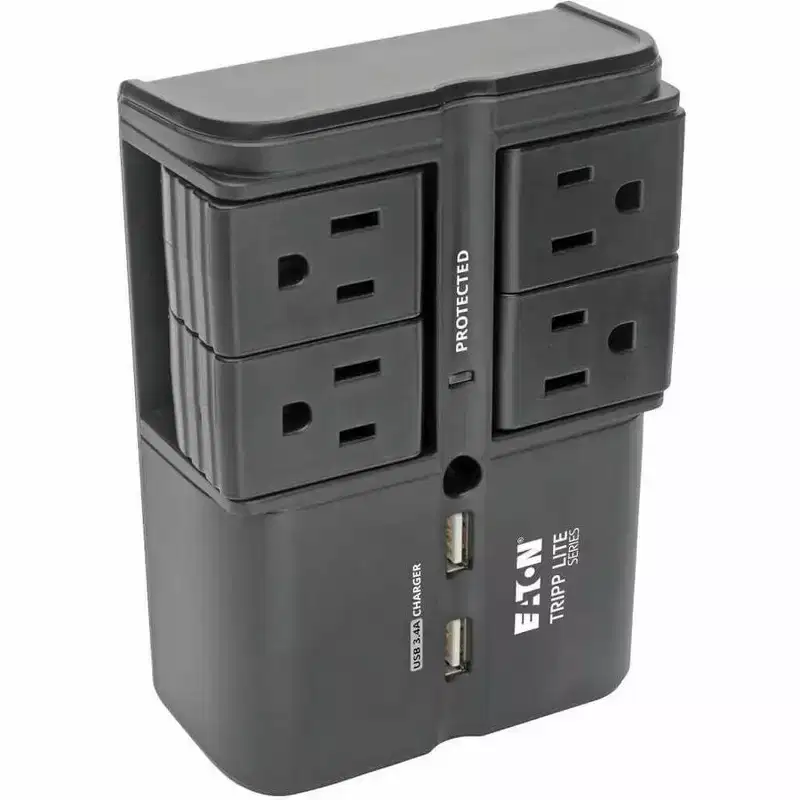 Tripp Lite Protect It! Surge Protector w/ 4 Rotatable Outlets & 2 USB Ports