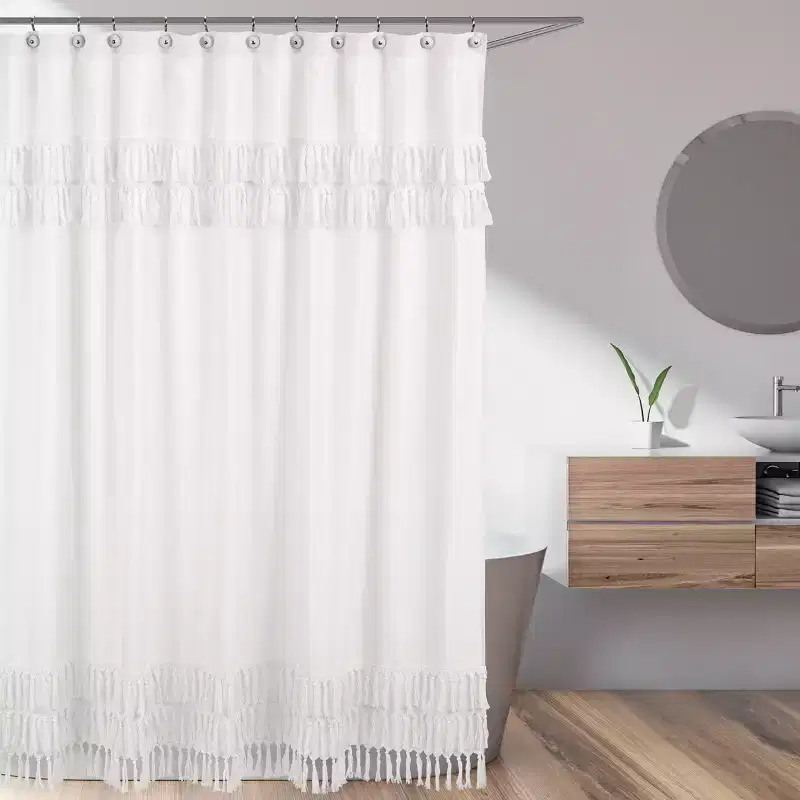 Sweet Jojo Design Shower Curtain 72in.x72in. Bohemian White