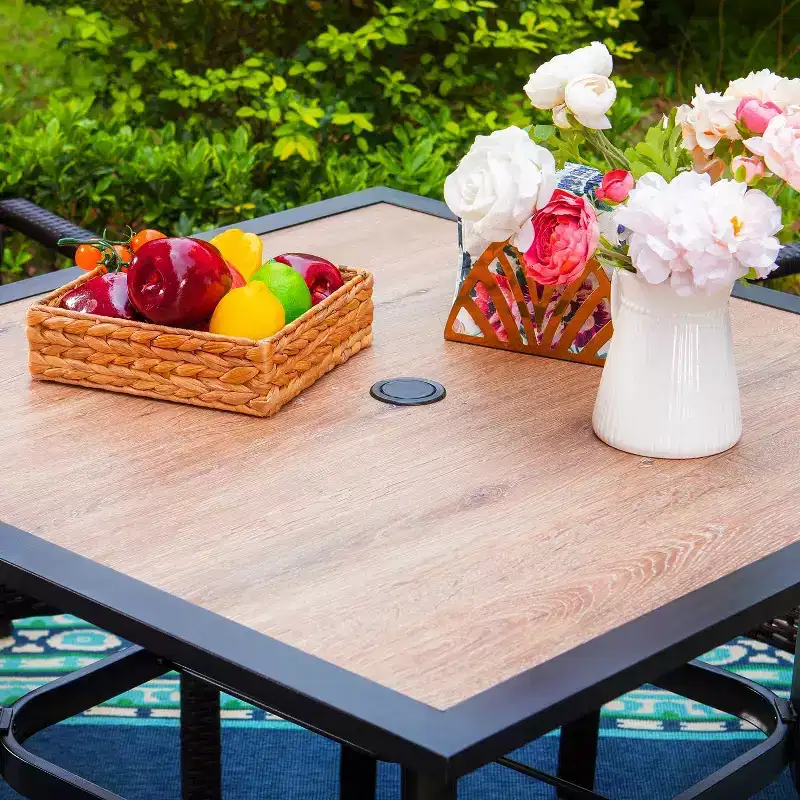 37"x37" Square Patio Dining Table with Umbrella Hole - Captiva Designs