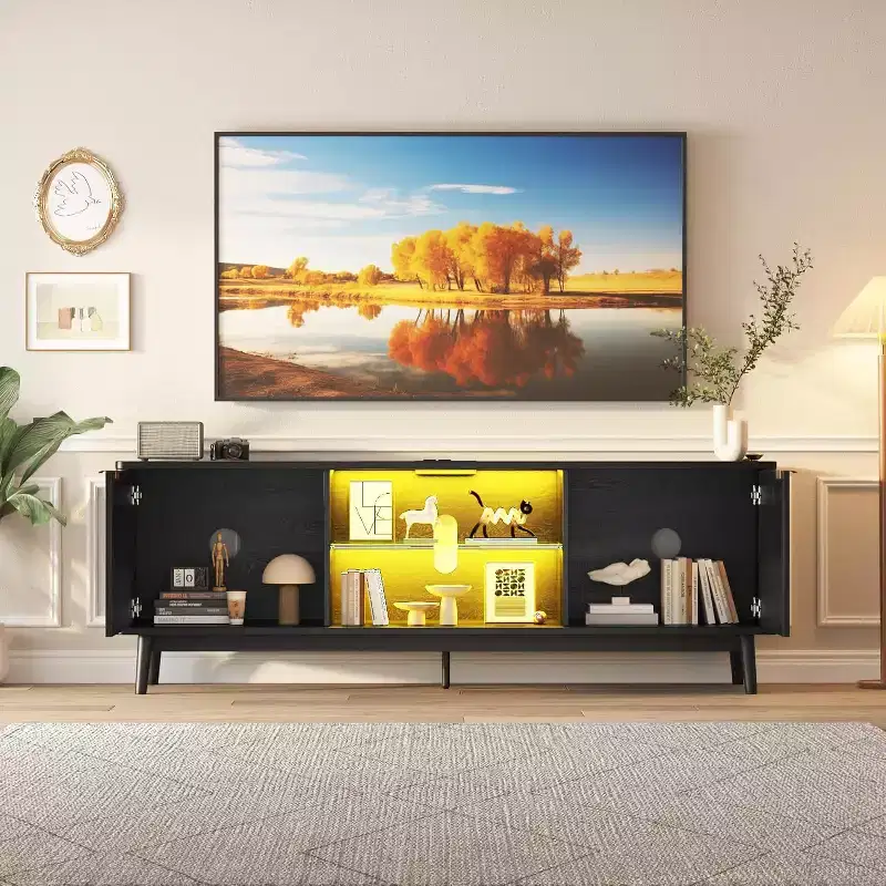 Wave 2-Door TV Stand, Living Room, Storage Cabinet, Entertainment Center, Living Room Furniture