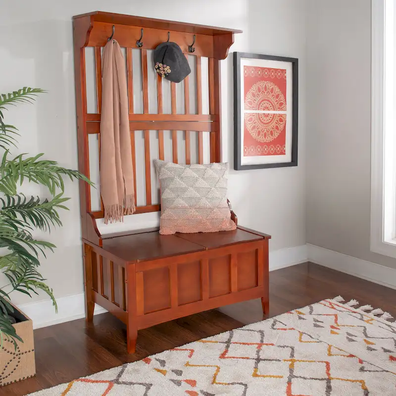 Yellowstone Entryway Hall Tree Storage Bench