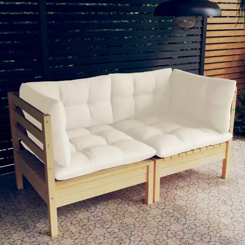 vidaXL Solid Wood Pine 2-Seater Patio Sofa with Cushions Seat Multi Colors