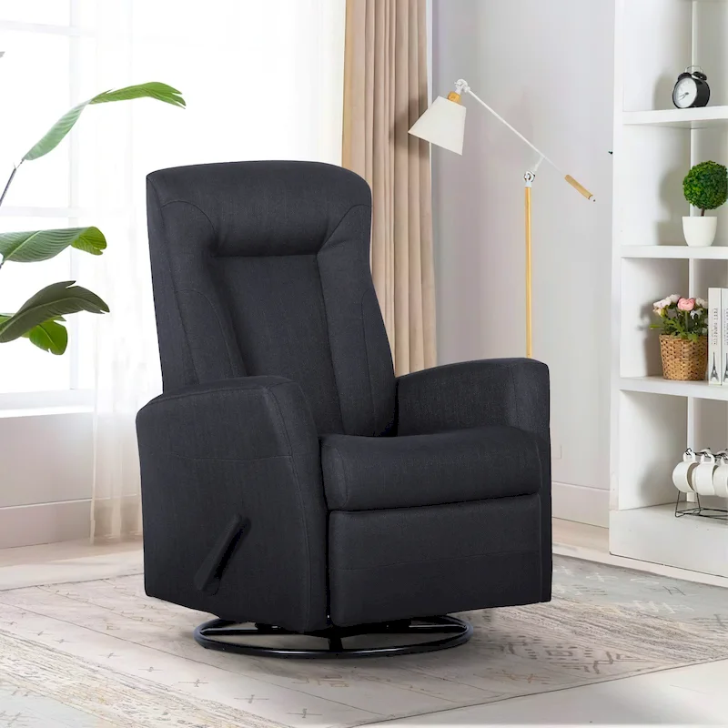 Dark Gray Fabric Manual Glider Rocker Swivel Recliner Chair - Single Seat