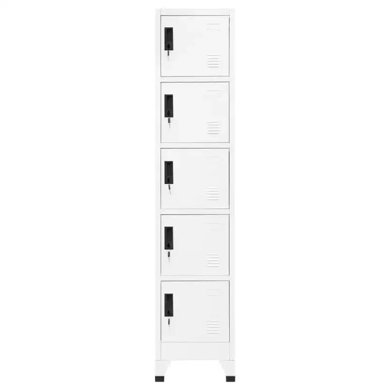 5-Door Steel Locker Cabinet with Lockable Compartments �C White