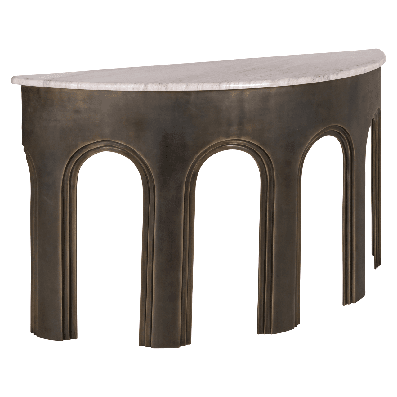 Antique Brass & Marble Arched Console Table
